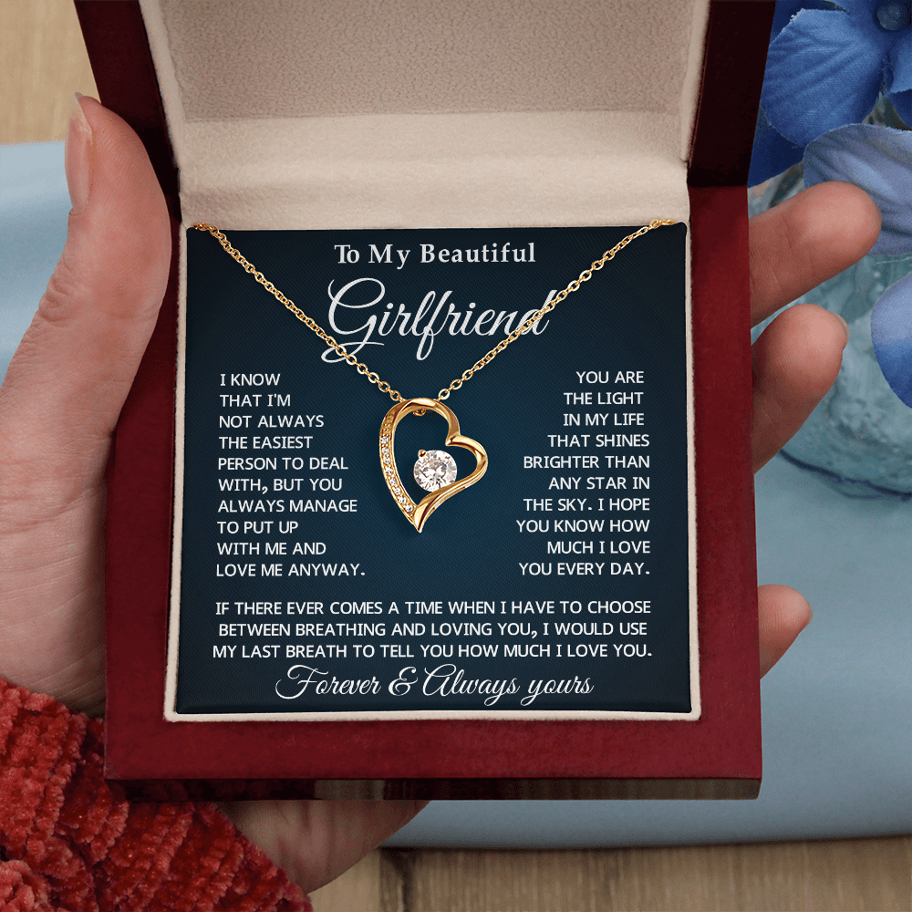 To My Girlfriend Forever Love Necklace With Message Card & Gift Box