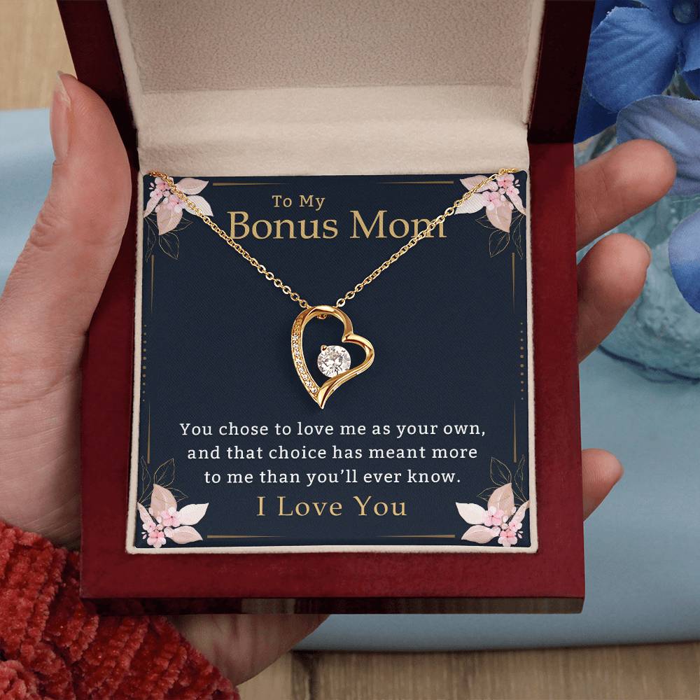 To My Bonus Mom Necklace, Heartfelt Gift of Love, Meaningful Jewelry for Mother's Day & Special Occasions