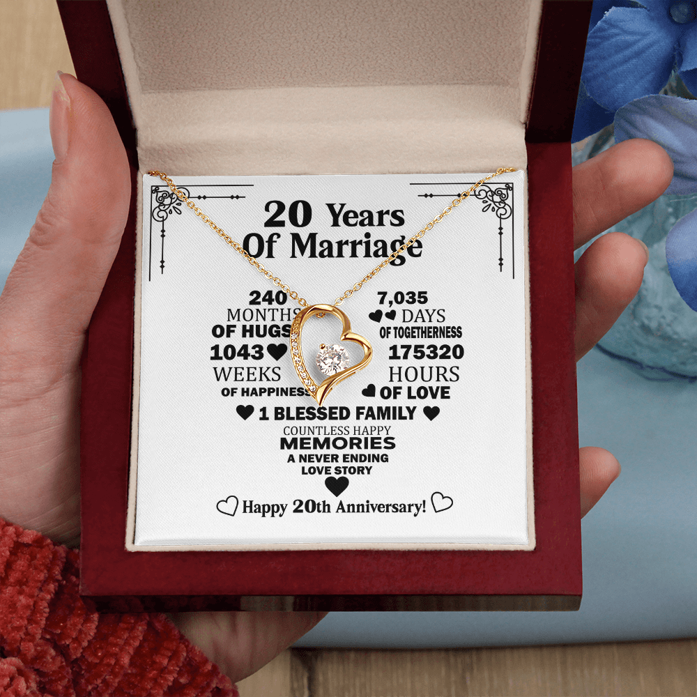Elegant 20th Anniversary Necklace for Wife – Timeless Keepsake with Romantic Message from Loving Husband
