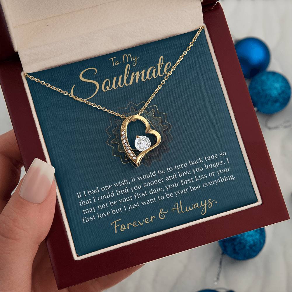 To My Soulmate Necklace - Romantic Gift for Wife, Girlfriend, or Partner - Anniversary, Birthday, Valentine's Day Present - Forever Love Necklace With Heartfelt Message and Gift Box