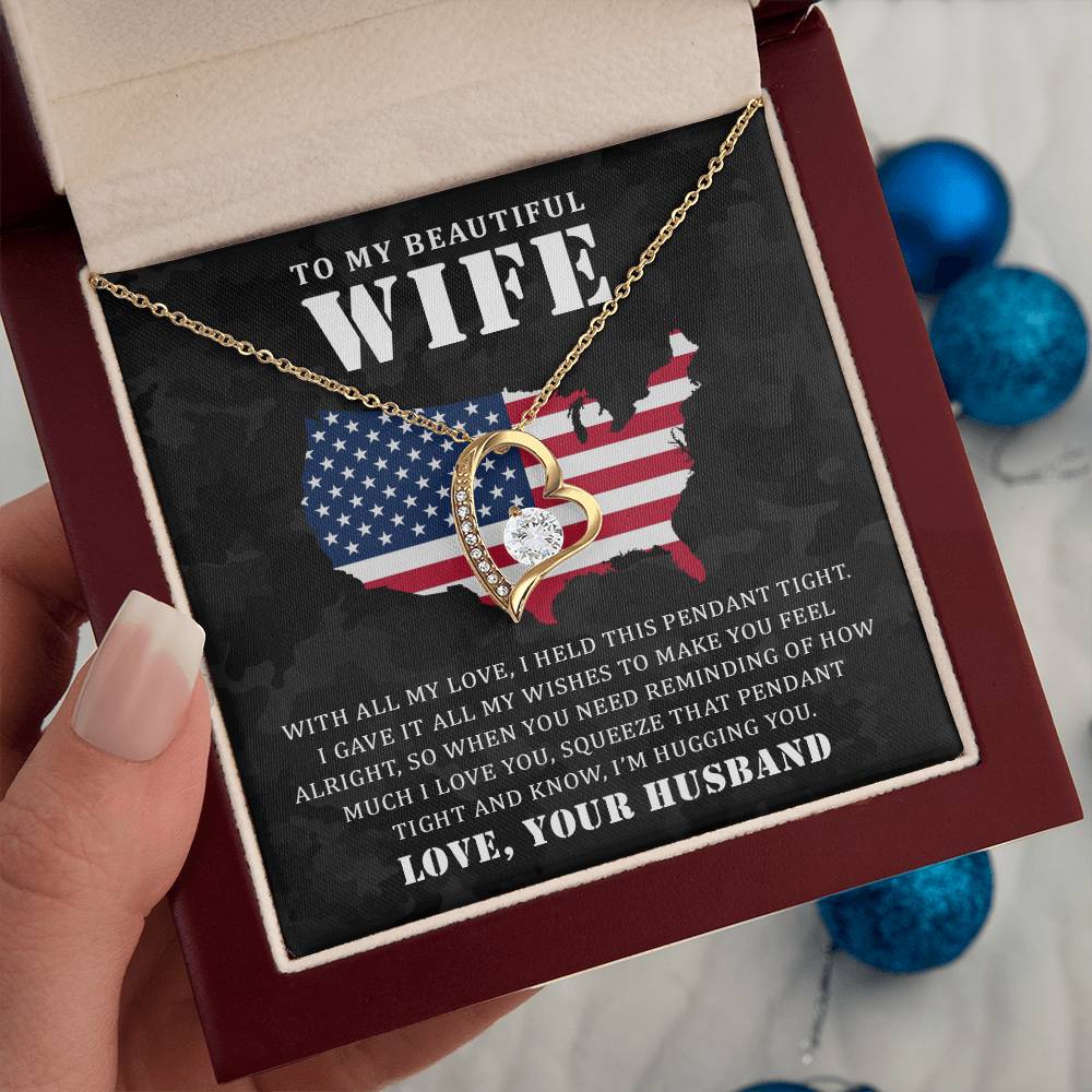 To My Wife Necklace - Forever Love Jewelry Gift with Message Card - Anniversary, Valentine's Day Present