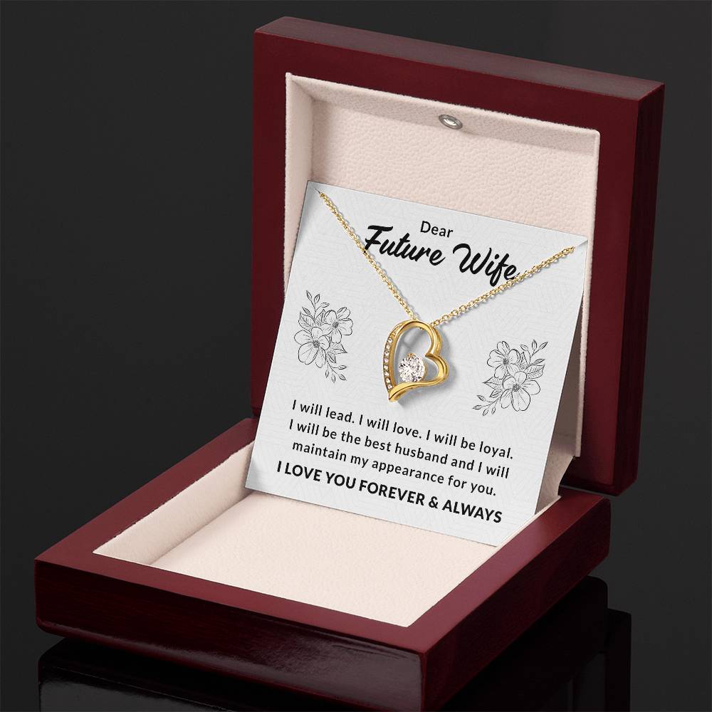 Forever Love Necklace with Heartfelt Message for Future Wife – A Symbol of Loyalty and Devotion, Perfect Gift for Fiancée, Girlfriend, or Future Wife on Special Occasions