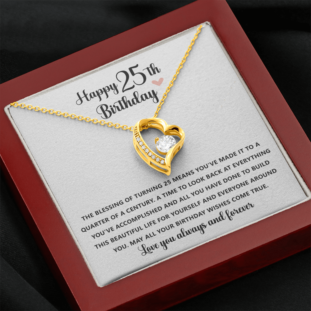 Happy 25th Birthday Necklace Gift for 25 Years old Woman
