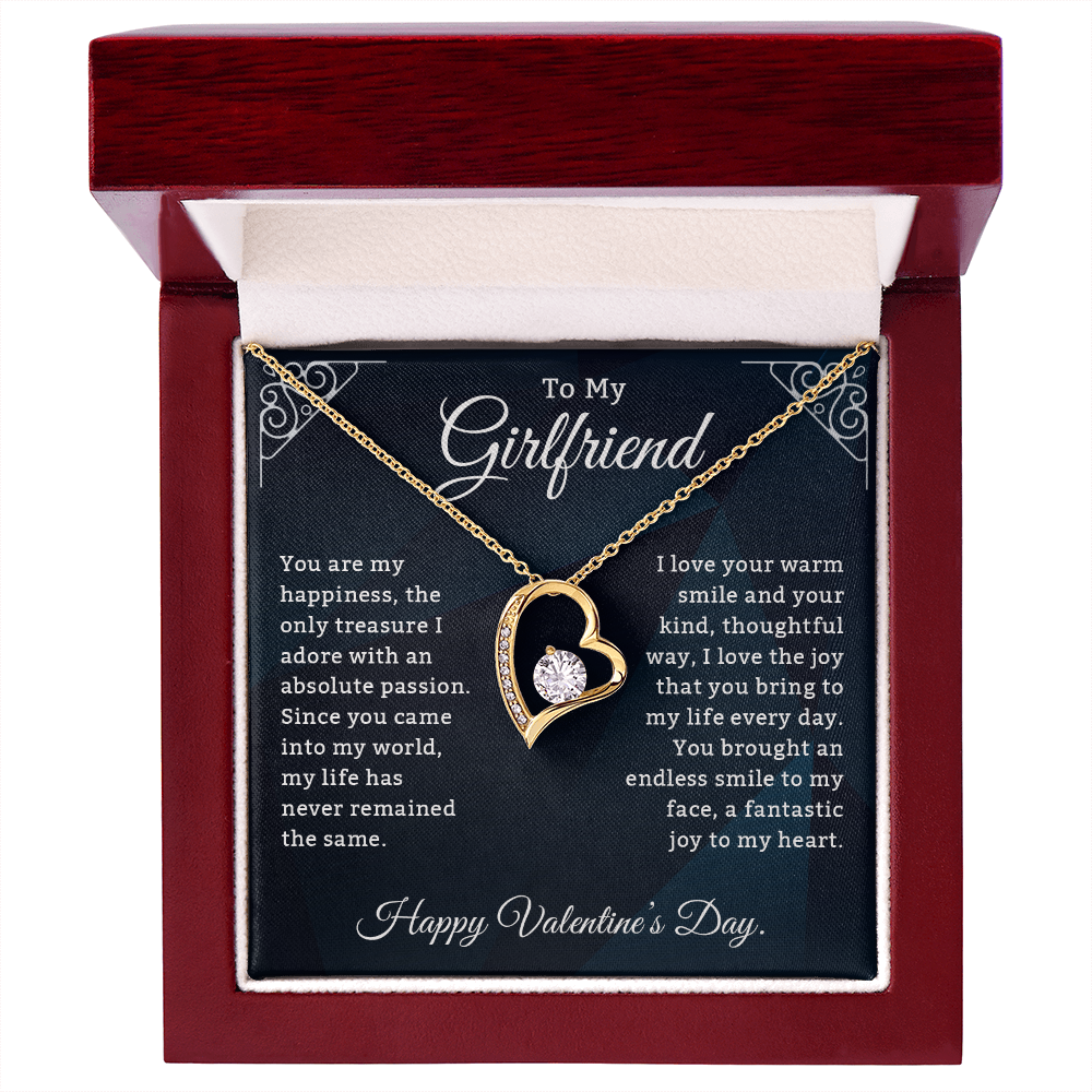 To My Girlfriend, You Are My Happiness – Forever Love Necklace, A Heartfelt Valentine's Day Gift to Celebrate Your Beautiful Heart & Our Endless Love