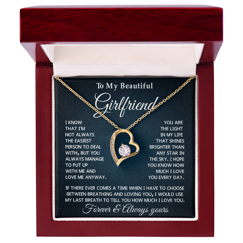 To My Girlfriend Forever Love Necklace With Message Card & Gift Box