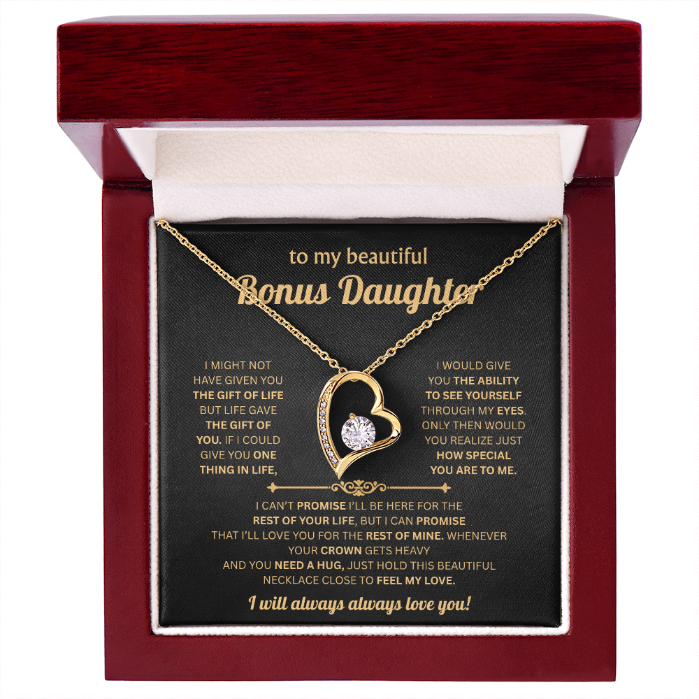 To My Bonus Daughter Necklace Gift From Bonus Mom Dad With Elegant Gift Box