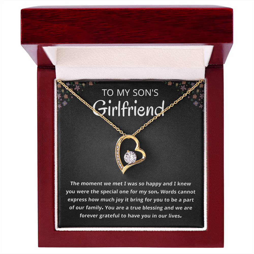 Son's Girlfriend Jewelry Gift From Mom, Dad  With Message Card and Box