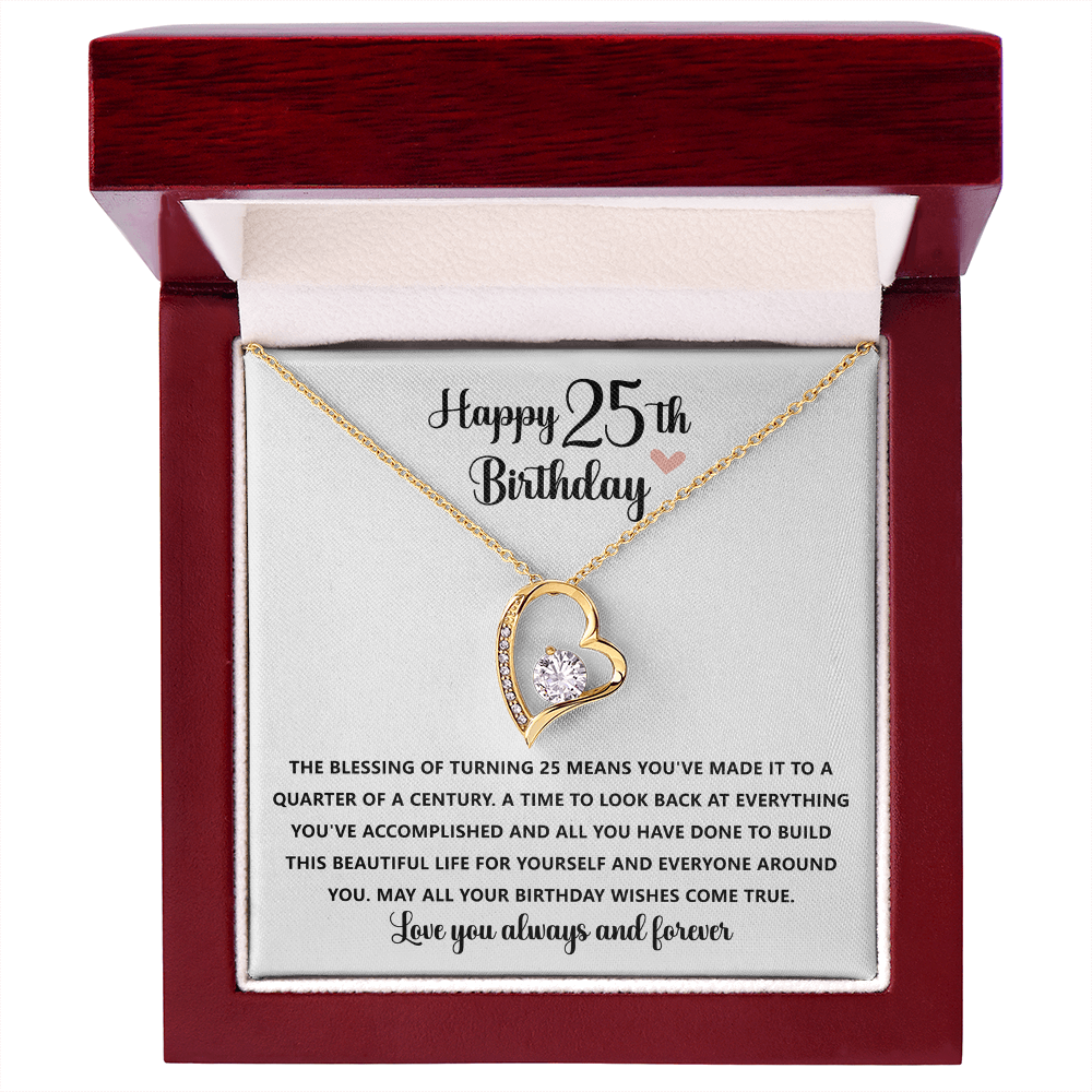 Happy 25th Birthday Necklace Gift for 25 Years old Woman