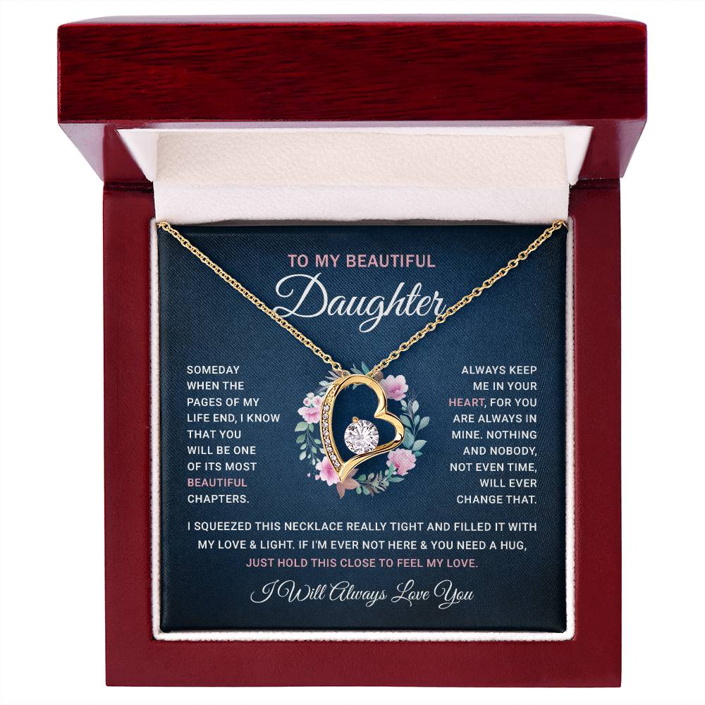 Daughter Gift From Mom, Mother Daughter Necklace Birthday Graduation Christmas Jewelry Gifts For My Beautiful Daugther Adult Daughter with Message Card and Gift Box