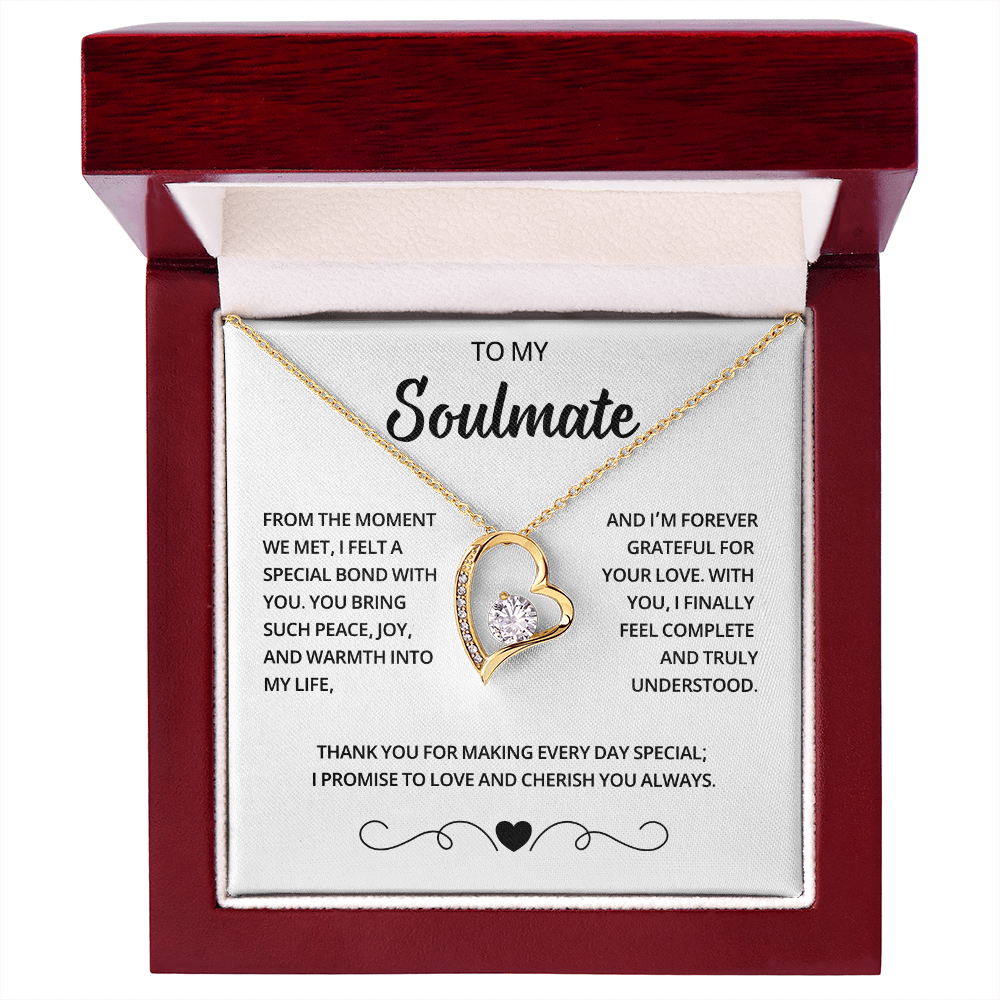 Valentine Gifts for Wife from Husband, Soulmate Necklace with Heartfelt Message Card & Box