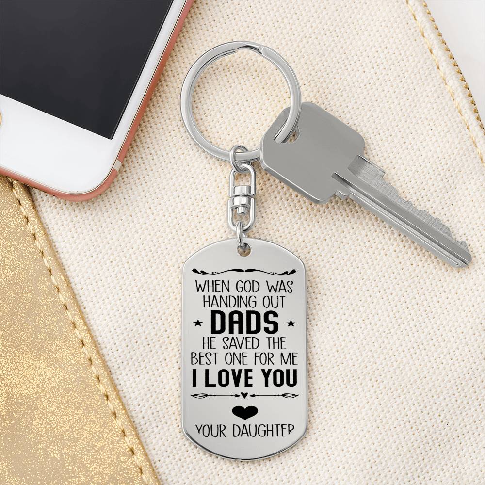 Birthday Gifts For Dad - ENGRAVED DOG TAG KEYCHAIN