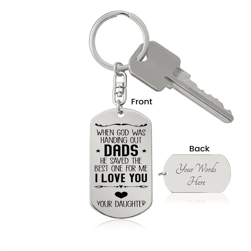 Birthday Gifts For Dad - ENGRAVED DOG TAG KEYCHAIN