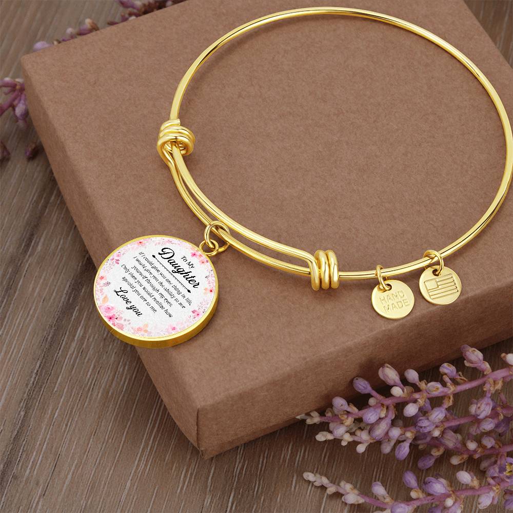 Personalized To My Daughter Luxury Bangle Bracelet With Heartfelt Message Daughter Gift Bangle - Daughter's Birthday - Christmas Gift