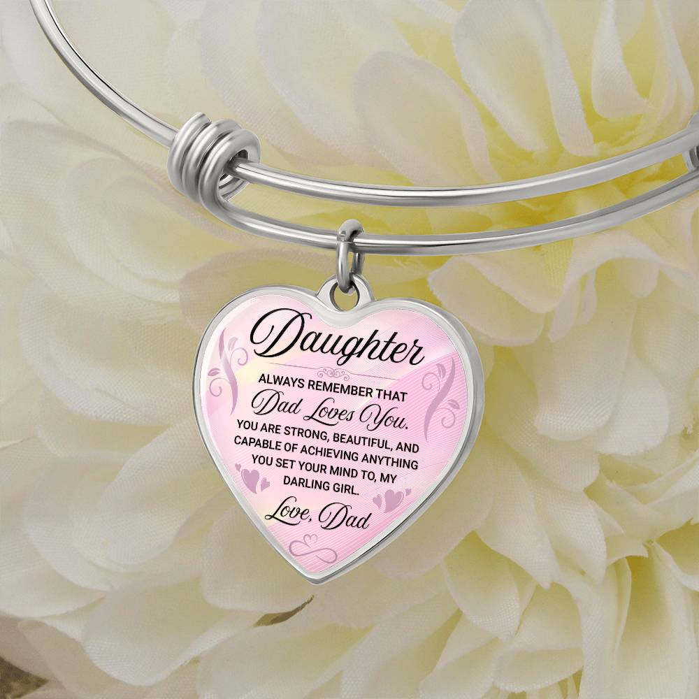 To My Daughter Bangle Bracelet, Daughter Gift From Dad, Daughter Father Present, Meaningful Jewelry For Daughter From Dad