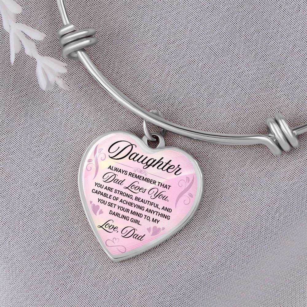 To My Daughter Bangle Bracelet, Daughter Gift From Dad, Daughter Father Present, Meaningful Jewelry For Daughter From Dad