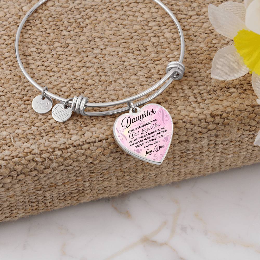 To My Daughter Bangle Bracelet, Daughter Gift From Dad, Daughter Father Present, Meaningful Jewelry For Daughter From Dad