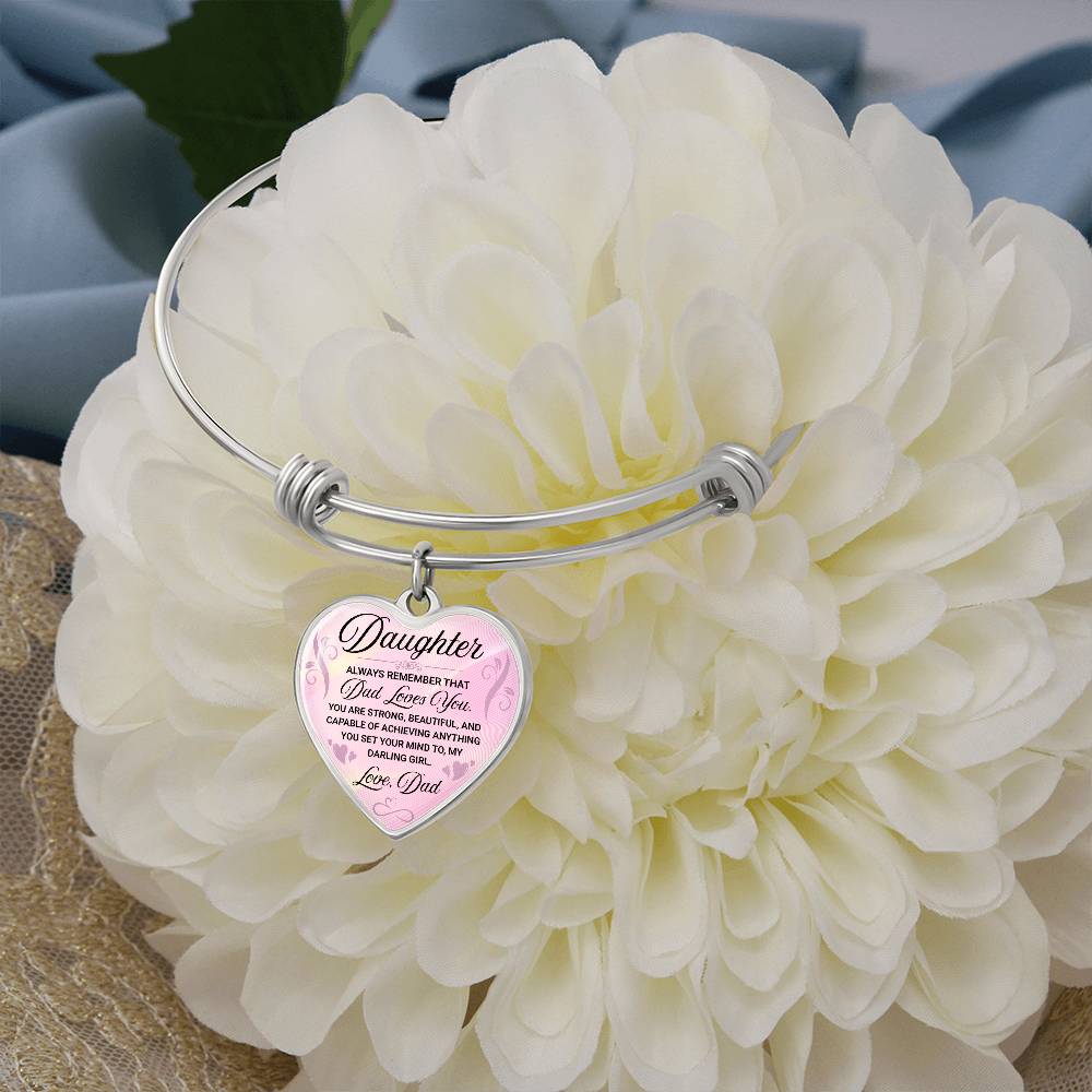 To My Daughter Bangle Bracelet, Daughter Gift From Dad, Daughter Father Present, Meaningful Jewelry For Daughter From Dad