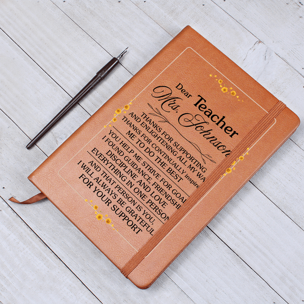 Personalized Leather Journal for Teacher With Custom Name