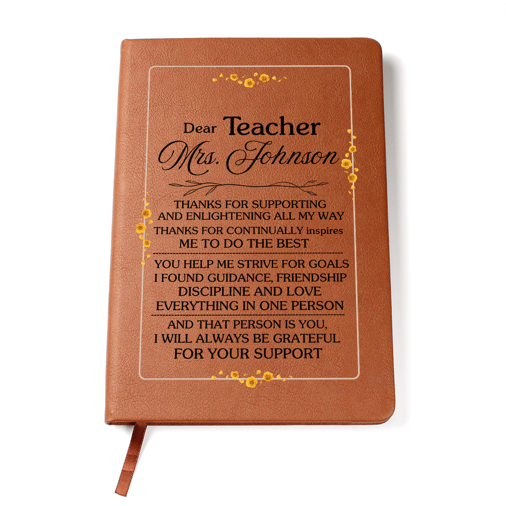 Personalized Leather Journal for Teacher With Custom Name
