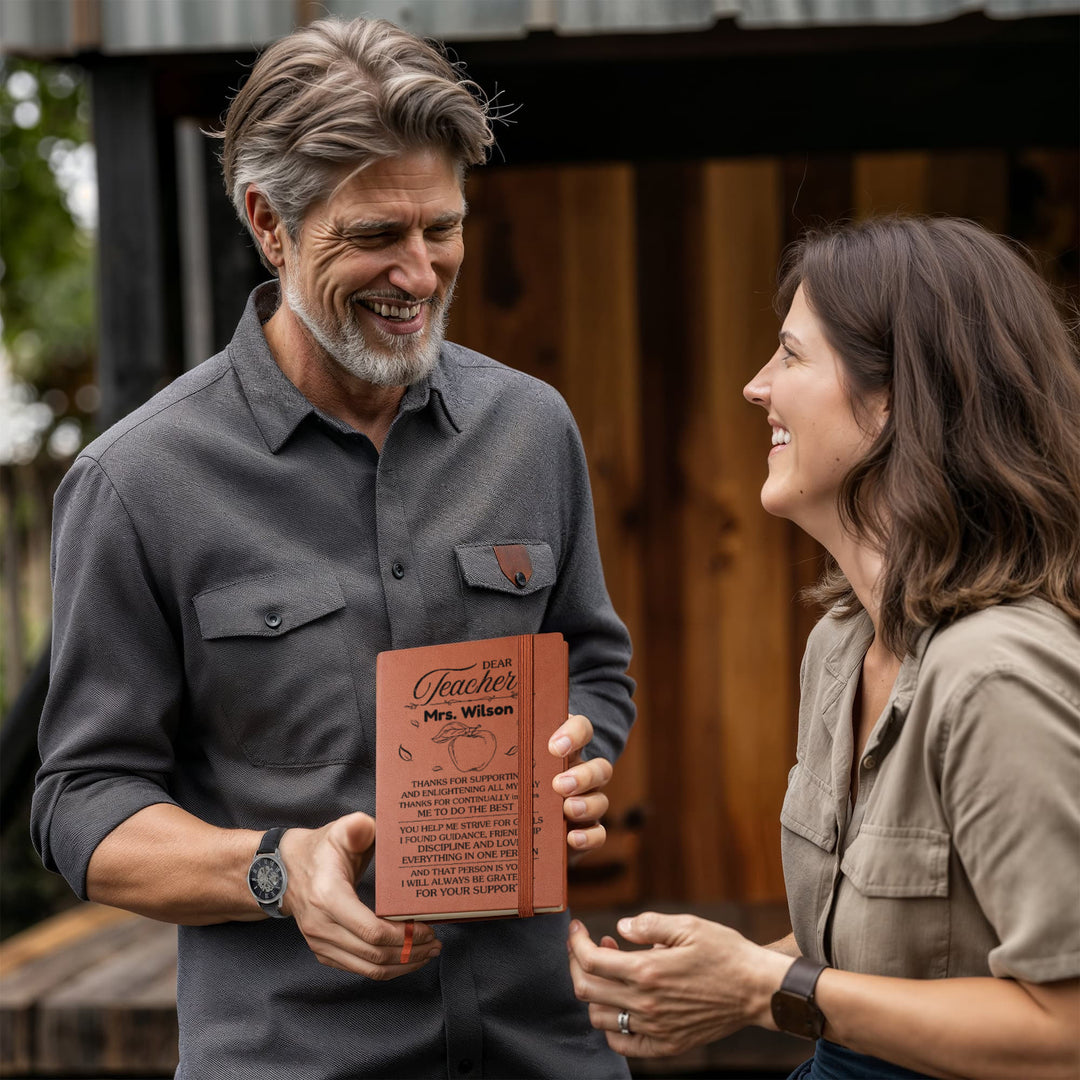 Personalized Leather Journal - Best Traveled Together - Notebook