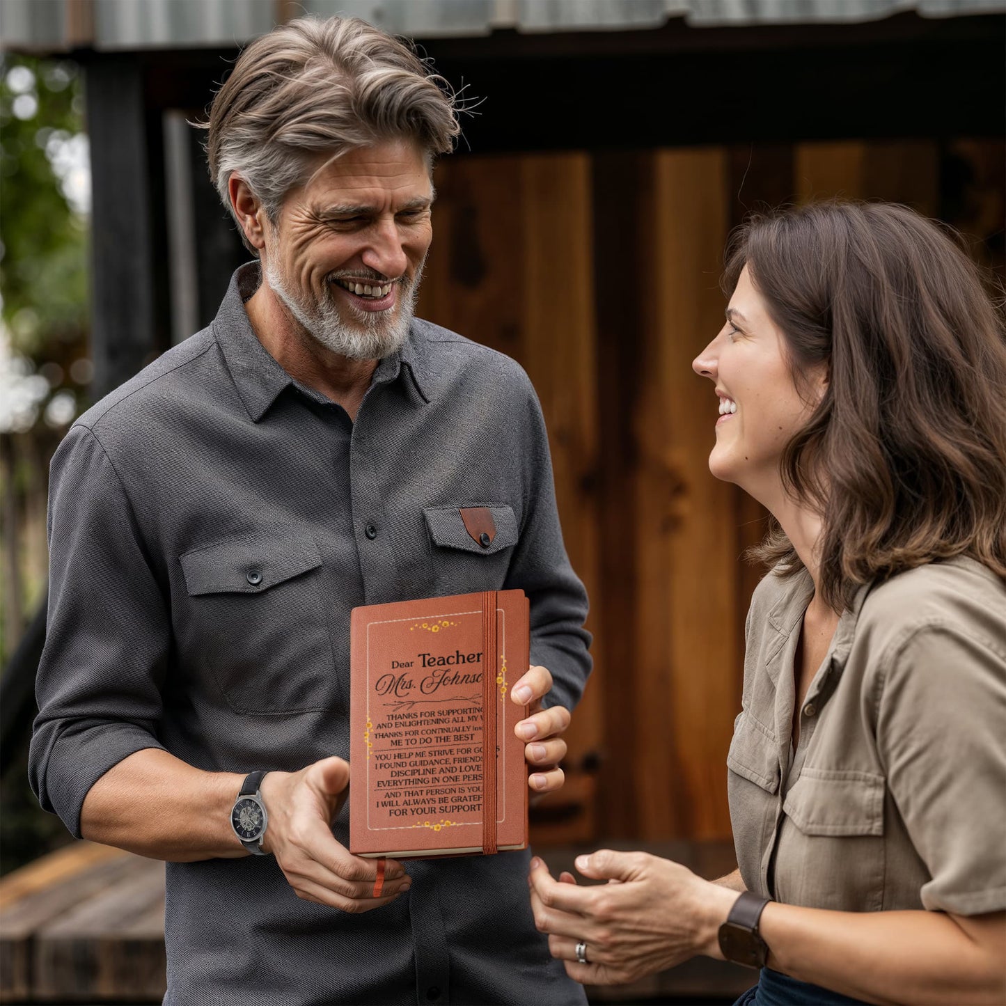 Personalized Leather Journal for Teacher With Custom Name