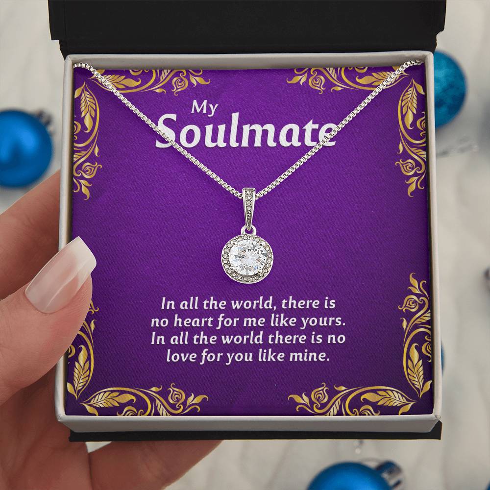 To My Soulmate Necklace with Message Card and Gift Box - Romantic Stainless Steel Jewelry Gift for Wife or Girlfriend - Perfect for Anniversary, Christmas, or Birthday