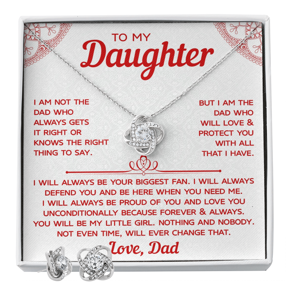 To My Daughter – Love Knot Necklace & Earring Set, A Timeless Gift from Dad
