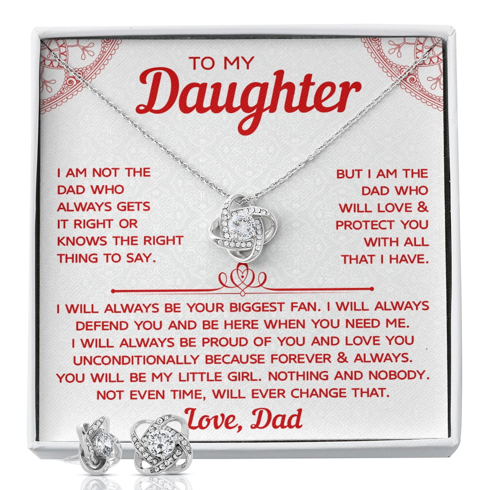 To My Daughter – Love Knot Necklace & Earring Set, A Timeless Gift from Dad
