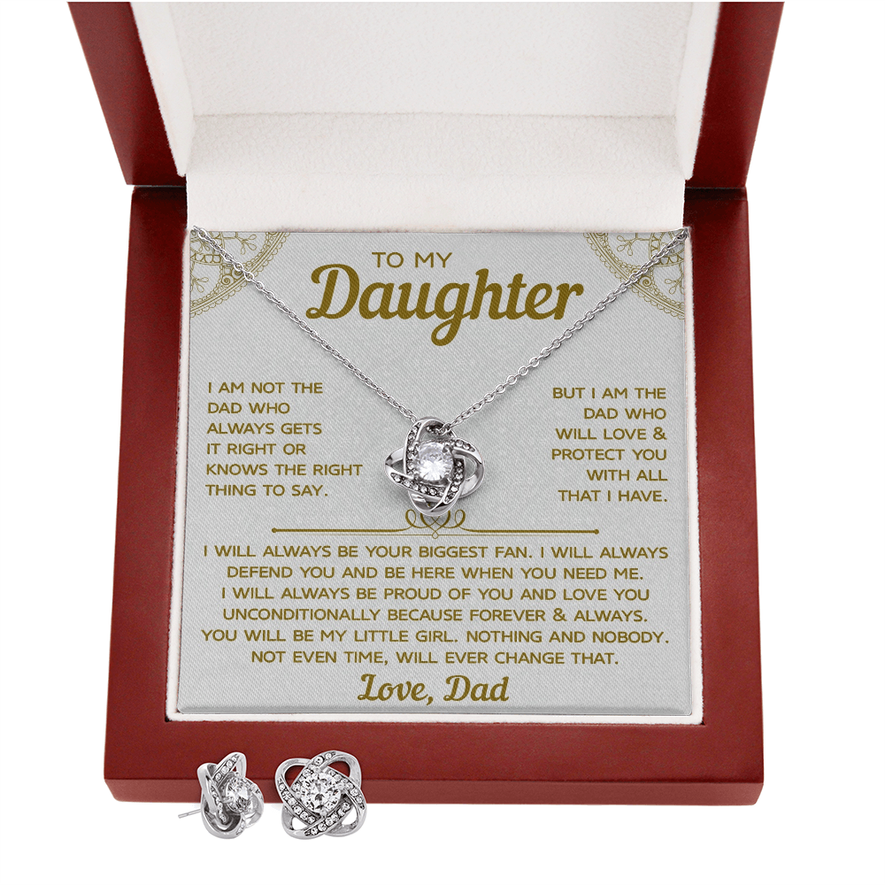 To My Daughter – Love Knot Necklace & Earring Set, A Heartfelt Gift from Dad