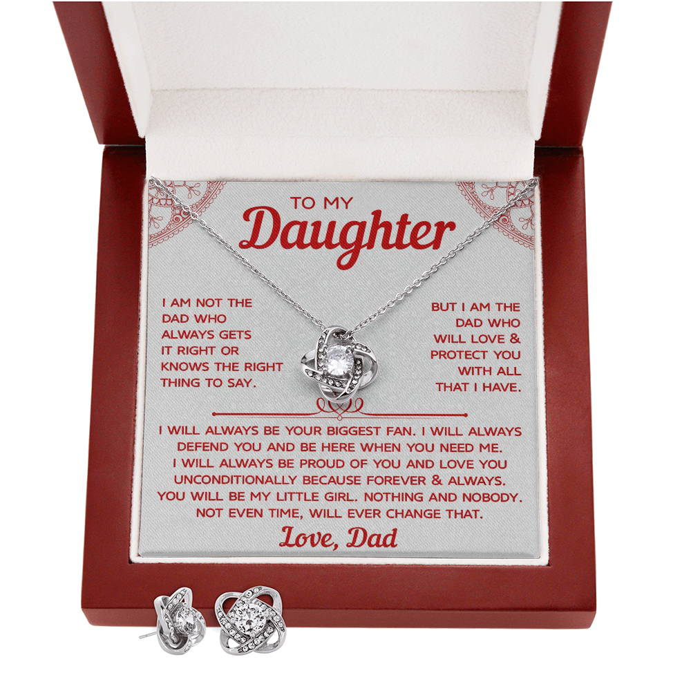To My Daughter – Love Knot Necklace & Earring Set, A Timeless Gift from Dad