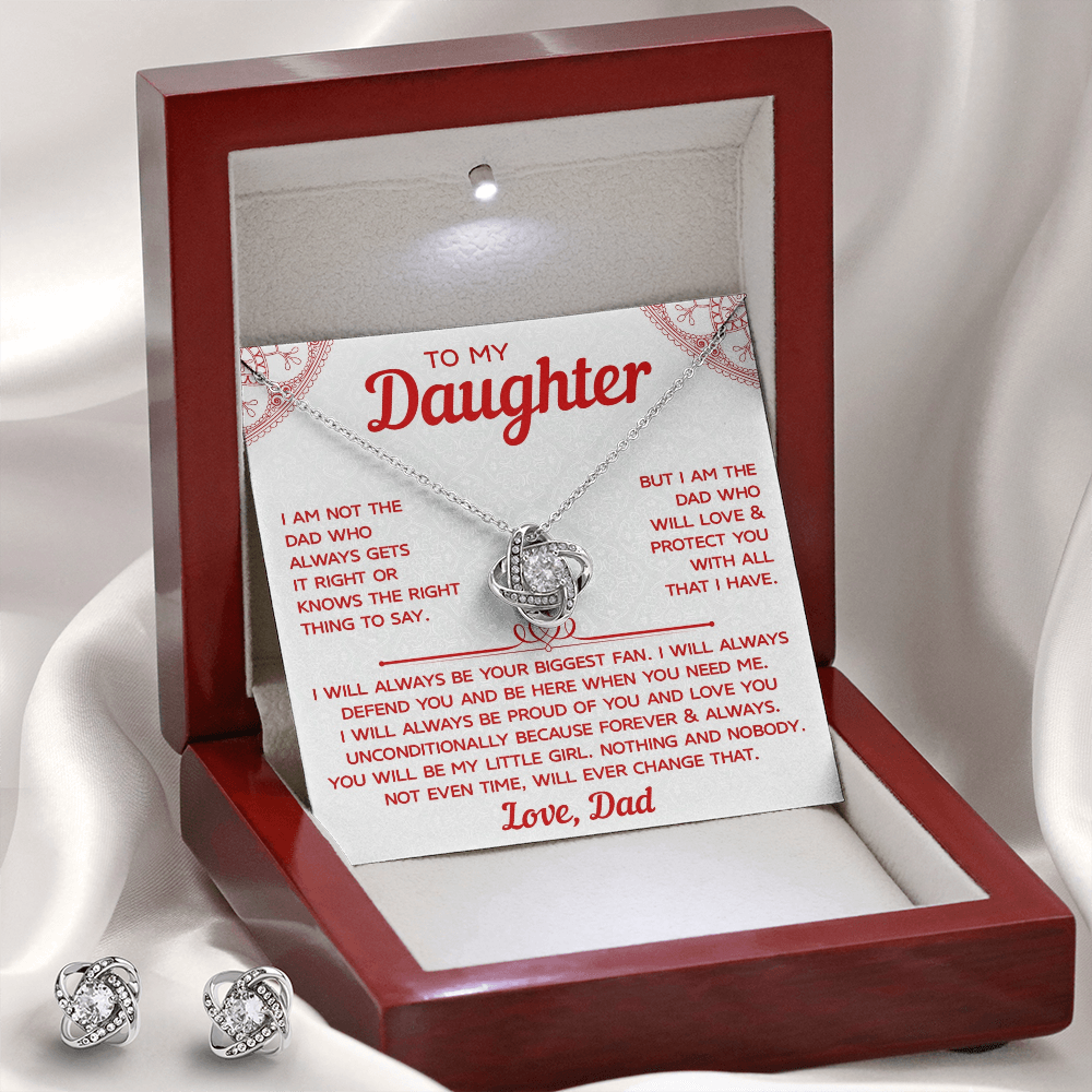 To My Daughter – Love Knot Necklace & Earring Set, A Timeless Gift from Dad