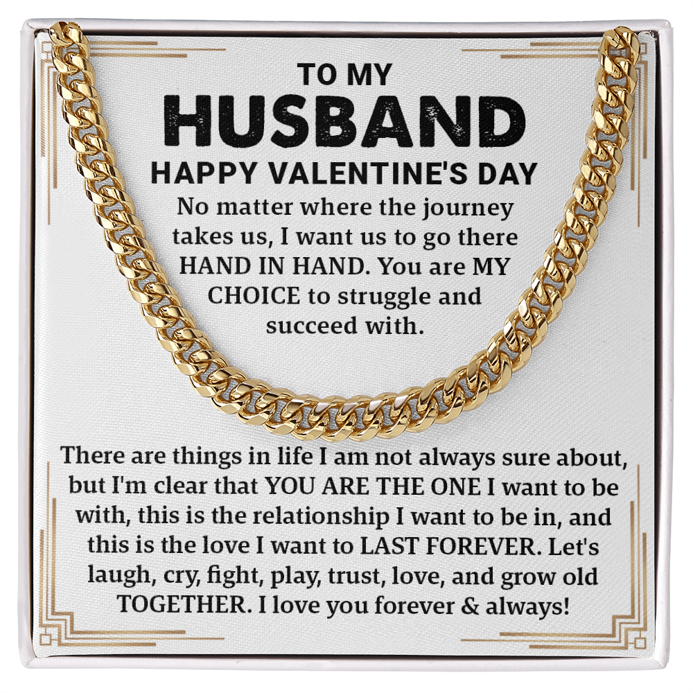 To My Husband – Cuban Link Chain: A Timeless Valentine's Day Gift to Celebrate Love, Trust, and Togetherness. Perfect Jewelry for Him Forever