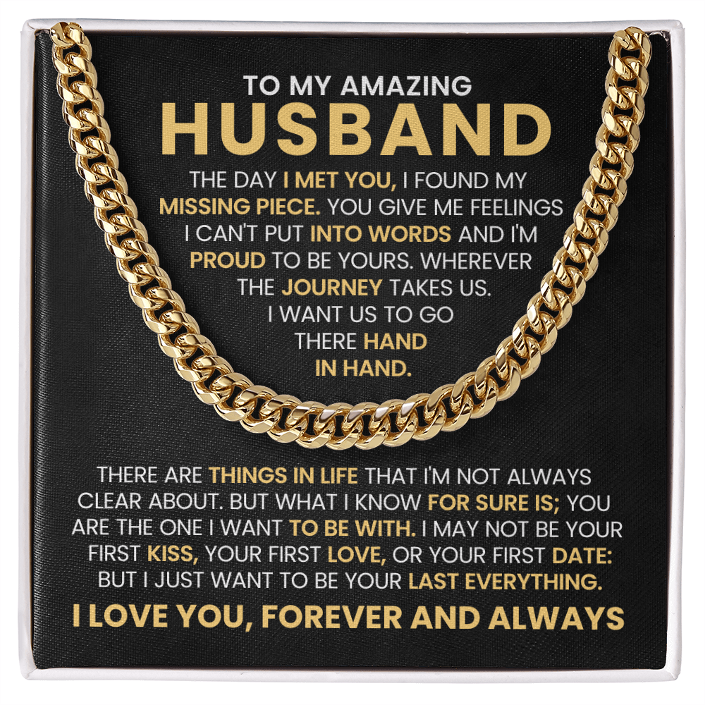 To My Amazing Husband - Cuban Chain With Message Card and Gift Box