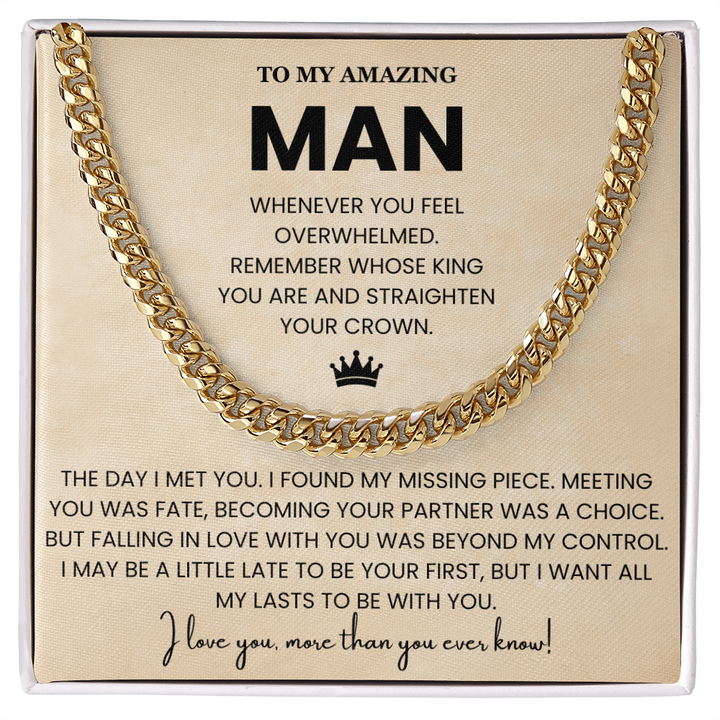 Sentimental To My Man Necklace Gift From Wife to Boyfriend