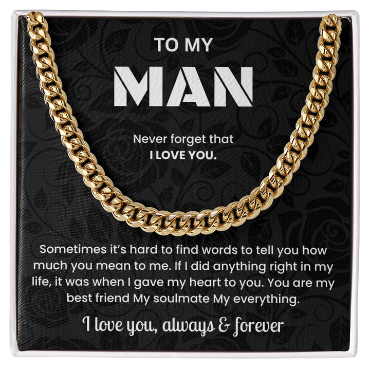 To My Man Cuban Chain Necklace Anniversary Gift for Him