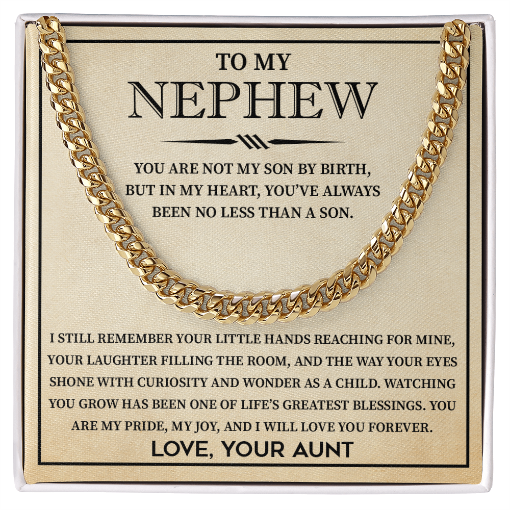 Men's Cuban Chain for Nephew From Aunt Uncle, Best Nephew Jewelry