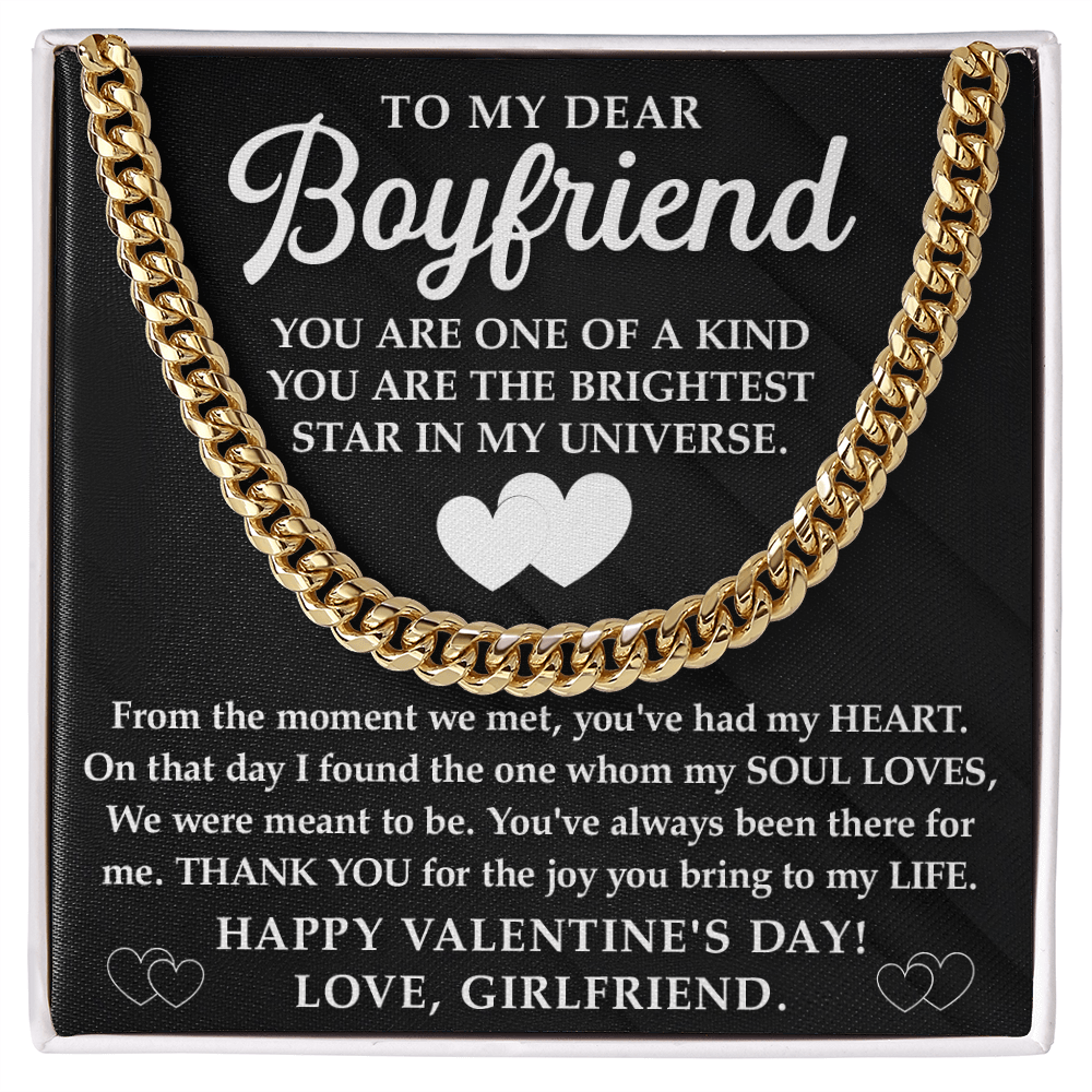 To My Dear Boyfriend, Cuban Link Chain – A Forever Love and Commitment Gift, You Are the Brightest Star in My Universe