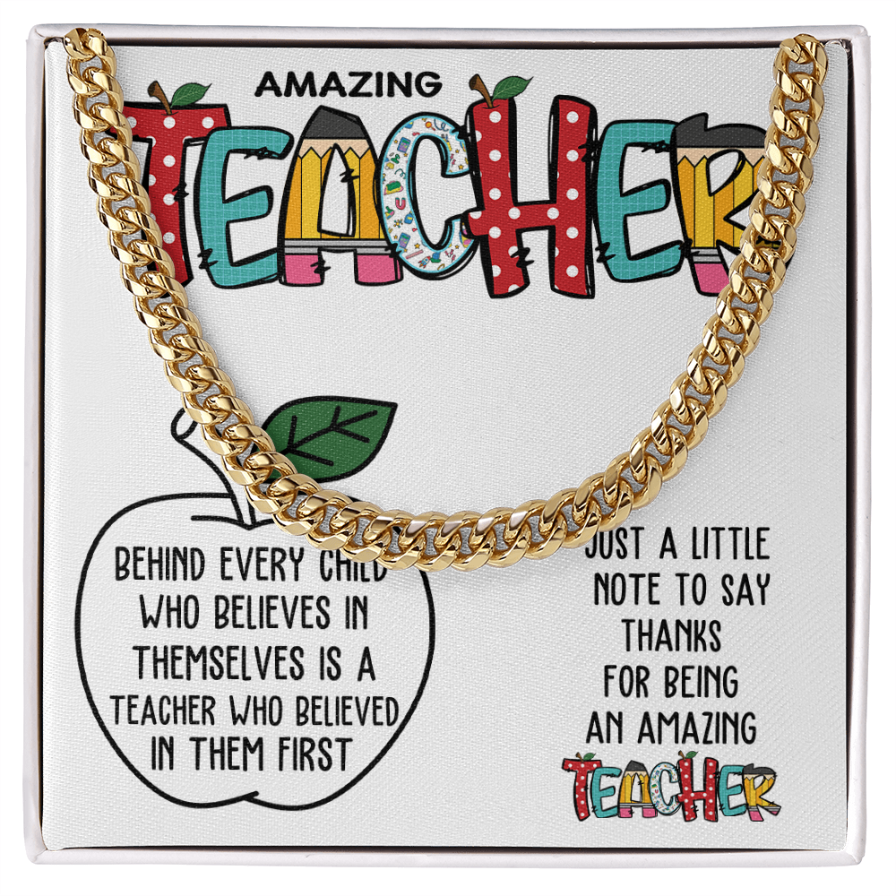Cuban Chain Necklace Gift for Teacher - Teacher Appreciation Gift