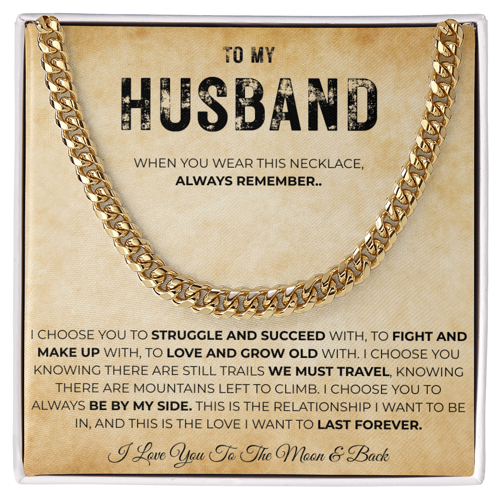 Love My Husband Gift Cuban Link Necklace for Men