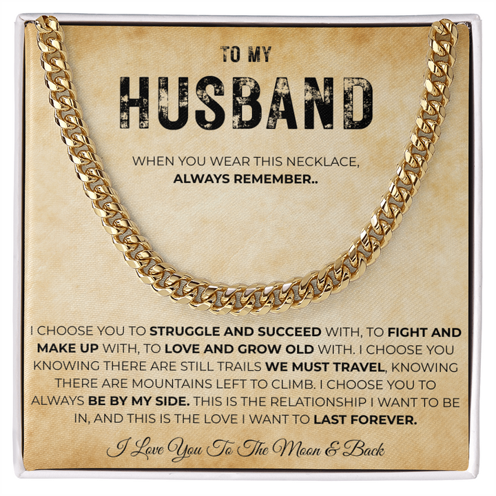 Love My Husband Gift Cuban Link Necklace for Men