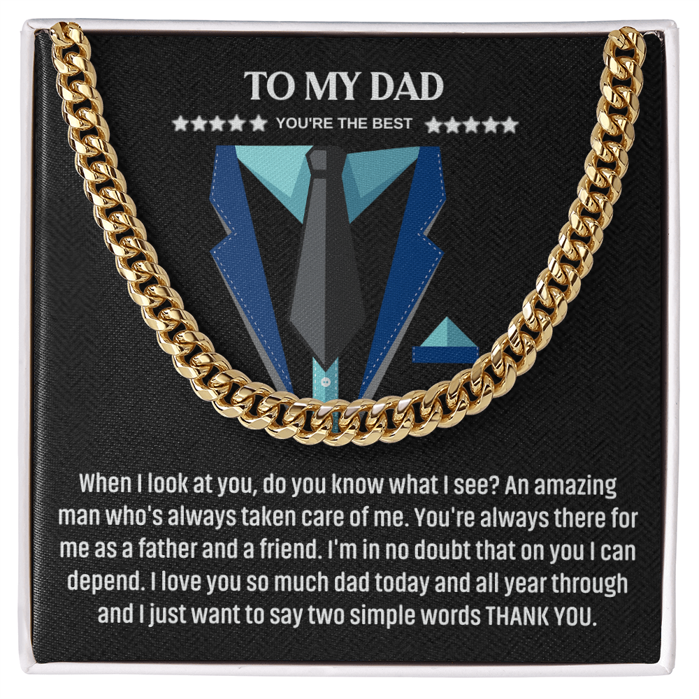 To My Dad Gift Cuban Chain Necklace, Men's Jewelry for Father