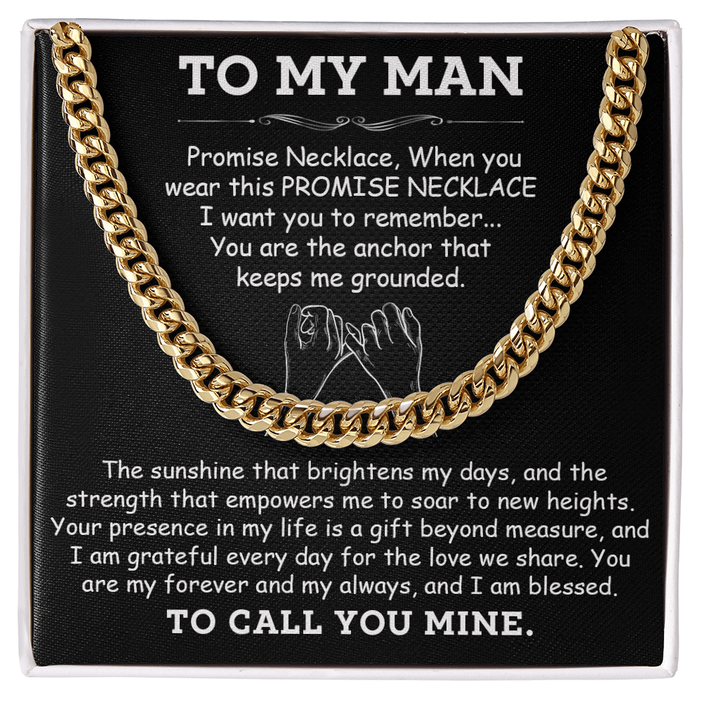 Promise Necklace for Him - Cuban Link Chain Jewelry - A Token of Love, Strength, and Forever Commitment - Perfect Gift for Your Man