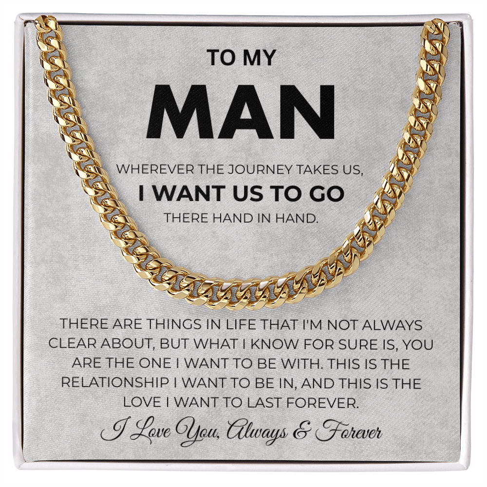 To My Man Promise Cuban Link Necklace Birthday Gift for Him