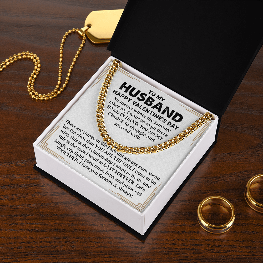 To My Husband – Cuban Link Chain: A Timeless Valentine's Day Gift to Celebrate Love, Trust, and Togetherness. Perfect Jewelry for Him Forever