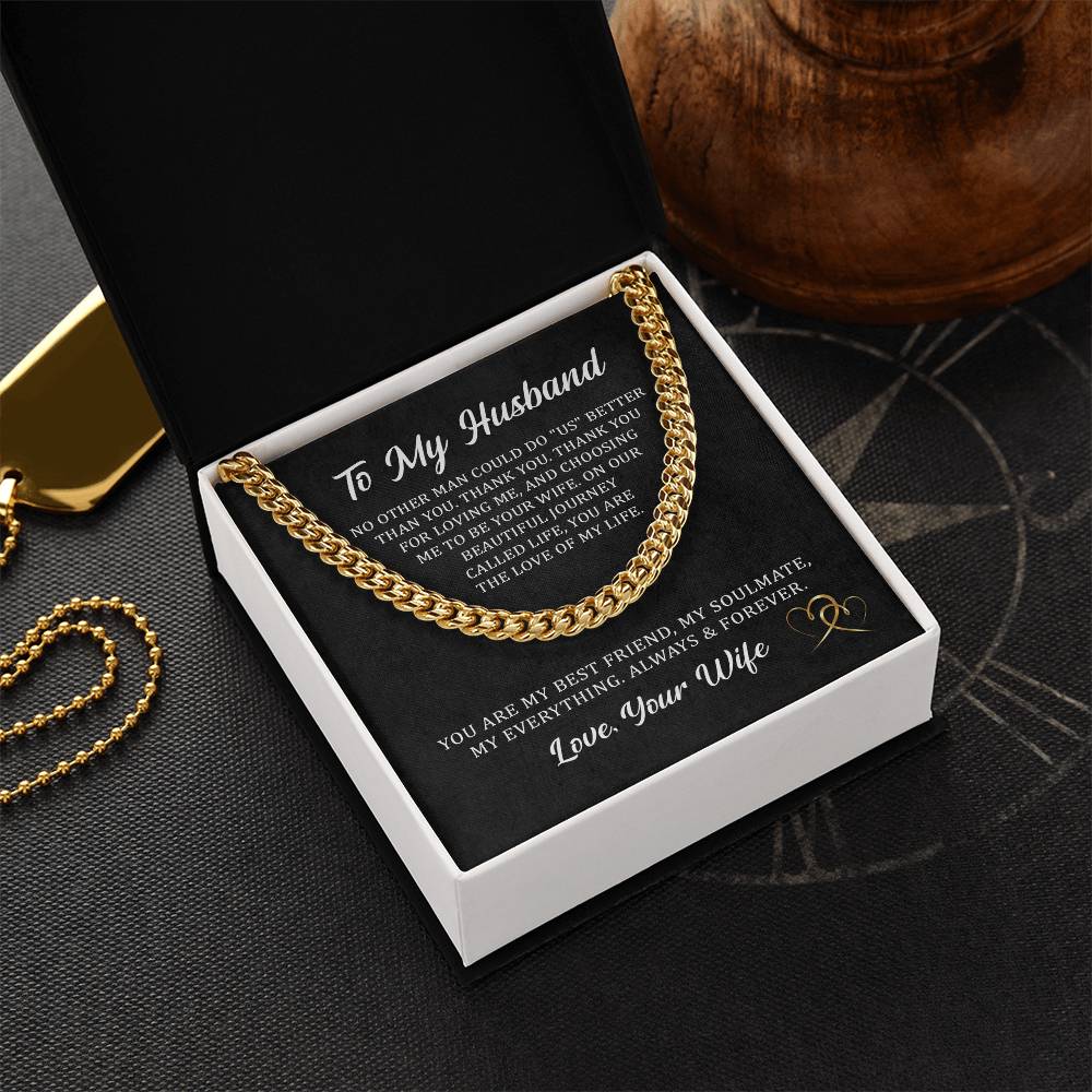 Gift from Wife for Husband, Personalized Gift for Husband, Cuban Link Chain Necklace for Husband, Birthday Gift, Anniversary Gift