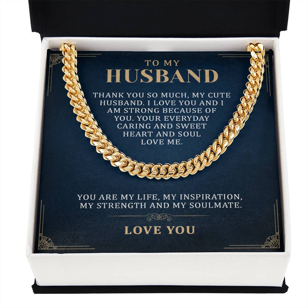 To My Husband Cuban Link Chain, Romantic Gift for Husband, Best Gift for Husband Birthday, Unique Husband Gifts