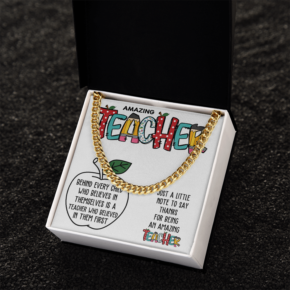 Cuban Chain Necklace Gift for Teacher - Teacher Appreciation Gift