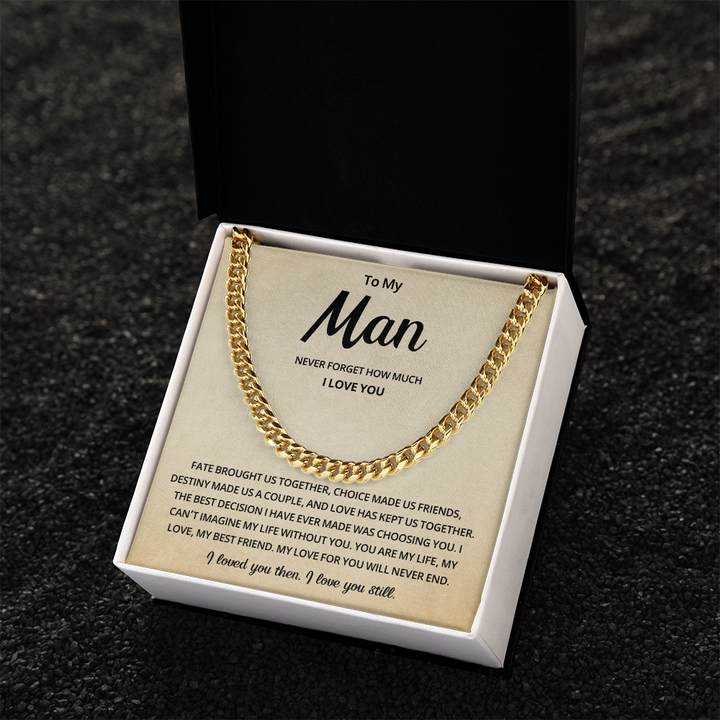 To My Man Cuban Link Necklace Includes Message Card and Gift Box