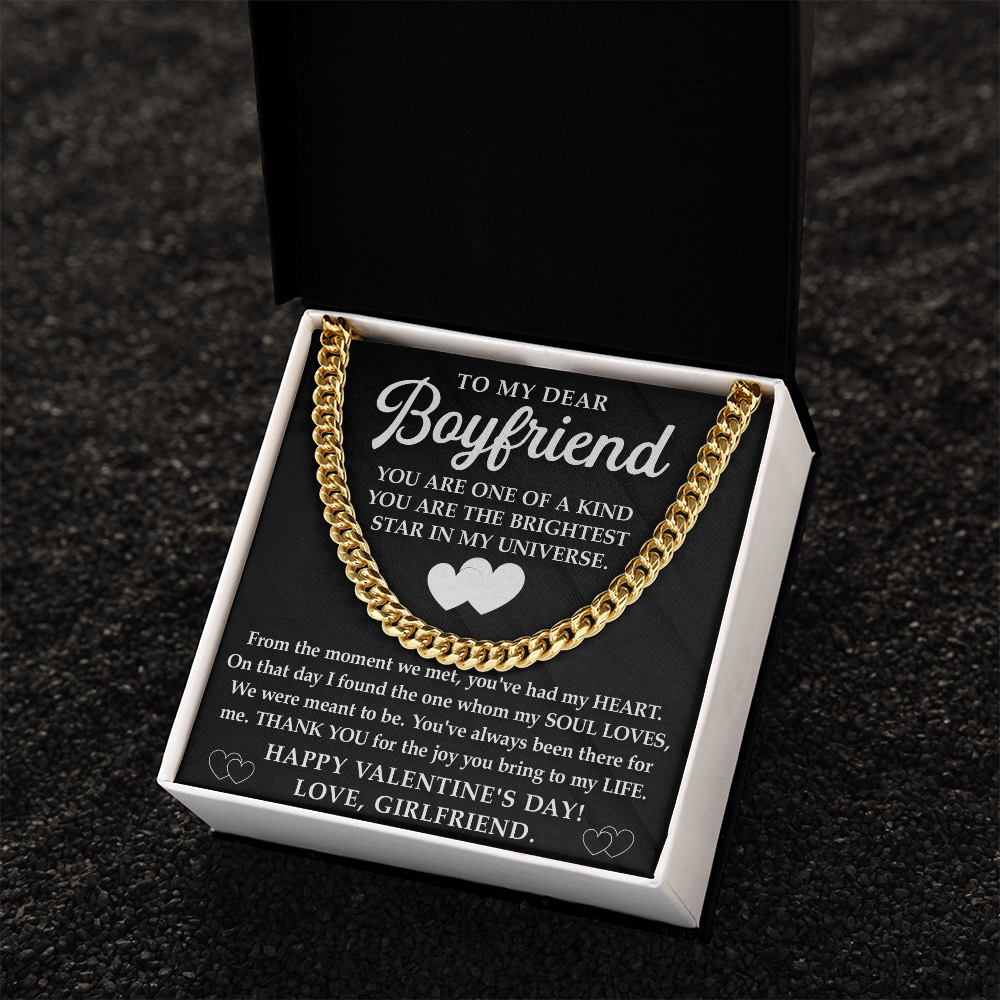 To My Dear Boyfriend, Cuban Link Chain – A Forever Love and Commitment Gift, You Are the Brightest Star in My Universe