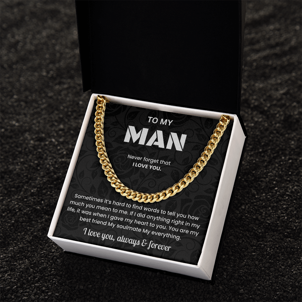 To My Man Cuban Chain Necklace Anniversary Gift for Him